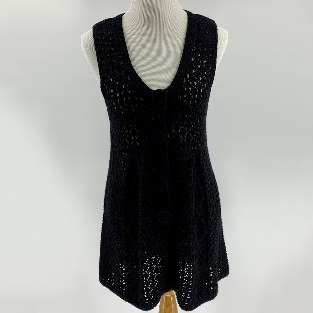 Vertigo Paris Long Black Cardigan Sweater Large